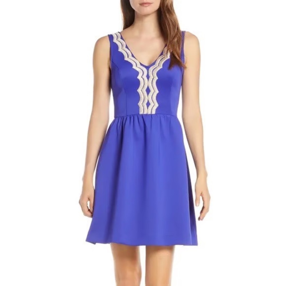 Lilly Pulitzer Roreg Indigo Mini Dress with Gold Accents